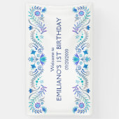 Fiesta Blauwe Verjaardag Douche Trouwen Spandoek (Verticaal)