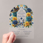 Fiesta Bloem Vlinders QUINCEANERA Helder  Acryl Uitnodigingen (Insitu (Draagbaar))