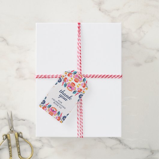 Fiesta Bloemen Favor Tags Cadeaulabel (Met Touw)