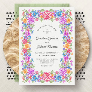 Fiesta Bloemen Mexicaanse bruiloft Kaart