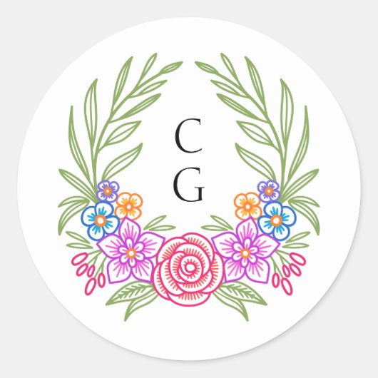 Fiesta Bloemen Mexicaanse bruiloft Ronde Sticker (Voorkant)