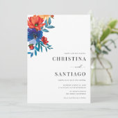 Fiesta Bloemen Mexicaanse Kleurrijke QR Code Bruil Kaart (Staand voorkant)