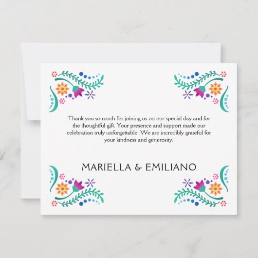 Fiesta Bloemen Verjaardag Douche Trouwen Bedankkaart (Achterkant)
