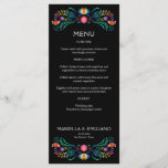 Fiesta Bloemen Verjaardag Douche Trouwen Menu<br><div class="desc">Mariachi, margarita's en herinneringen! Vuur de fiesta op met dit Mexicaanse folk art fiesta ontwerp. De kleurrijke tekst en het kunstwerk (met de hand getekend door Lively Scribe zelf) geven dit ontwerp een grillige maar elegante sfeer. Perfect voor de latinx in je leven. Of een feestje in de buurt van...</div>