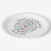 Fiesta Bloemen Verjaardag Douche Trouwen Papieren Bordje (Gekanteld)