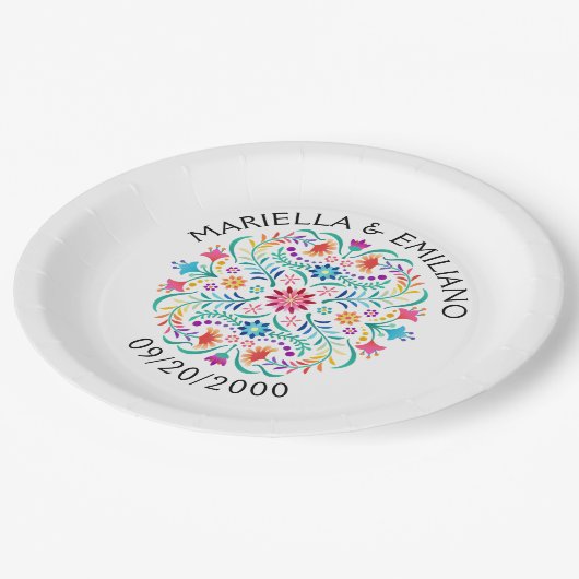 Fiesta Bloemen Verjaardag Douche Trouwen Papieren Bordje (Gekanteld)