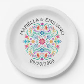 Fiesta Bloemen Verjaardag Douche Trouwen Papieren Bordje (Voorkant)