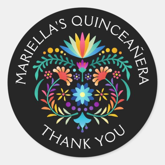 Fiesta Bloemen Verjaardag Douche Trouwen Ronde Sticker (Voorkant)