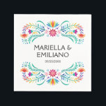 Fiesta Bloemen Verjaardag Douche Trouwen Servet<br><div class="desc">Mariachi, margarita's en herinneringen! Vuur de fiesta op met dit Mexicaanse folk art fiesta ontwerp. De kleurrijke tekst en het kunstwerk (met de hand getekend door Lively Scribe zelf) geven dit ontwerp een grillige maar elegante sfeer. Perfect voor de latinx in je leven. Of een feestje in de buurt van...</div>