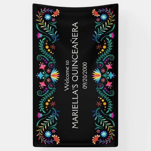 Fiesta Bloemen Verjaardag Douche Trouwen Spandoek (Verticaal)