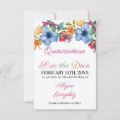 Fiesta Bloemen Wit en Bloemen Quinceanera Save The Date (Voorkant)