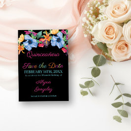 Fiesta Bloemen Zwart Bloemen Bloemen Quinceanera Save The Date