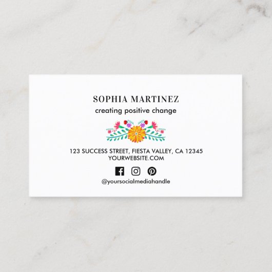  Fiesta Bloemenboeket Wit Social Media Visitekaartje (Achterkant)