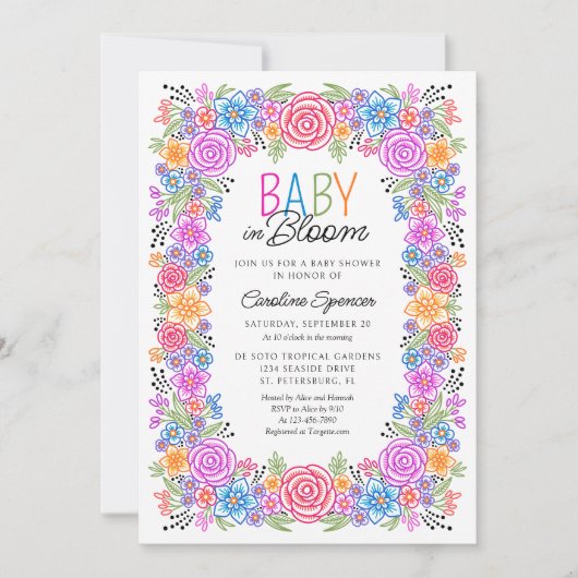 Fiesta Bloemige Baby Bloom Feest Kaart (Voorkant)