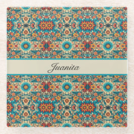 Fiesta Blooms, aanpasbaar Glazen Onderzetter