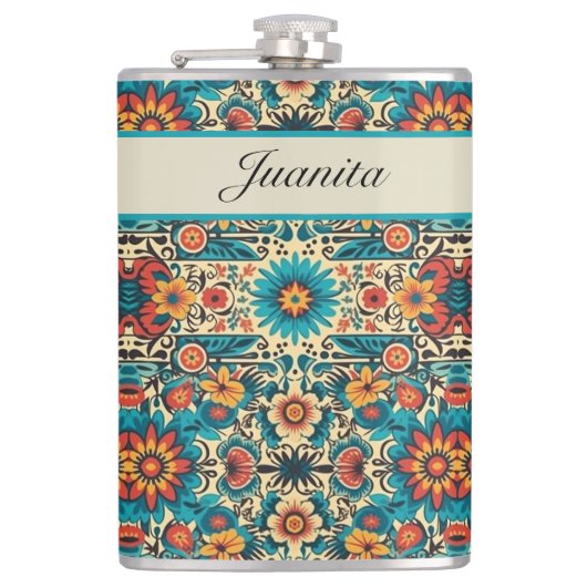 Fiesta Blooms, aanpasbaar Heupfles (Voorkant)