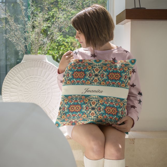 Fiesta Blooms, aanpasbaar Kussen (Creator heeft geüpload)