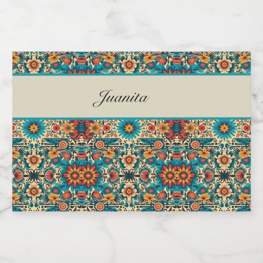 Fiesta Blooms, aanpasbaar Voedselcontainer Etiket (Enkel label)