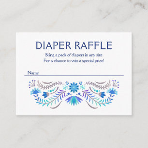 Fiesta Blue Diaper Raffle Baby shower Informatiekaartje
