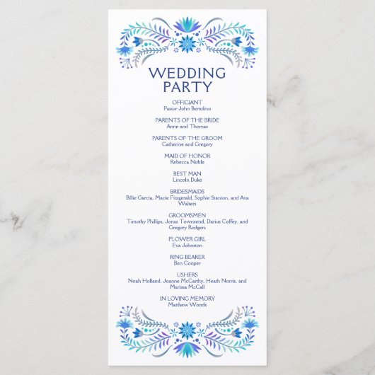 Fiesta Blue Wedding Programma (Achterkant)