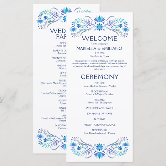 Fiesta Blue Wedding Programma (Voorkant / Achterkant)