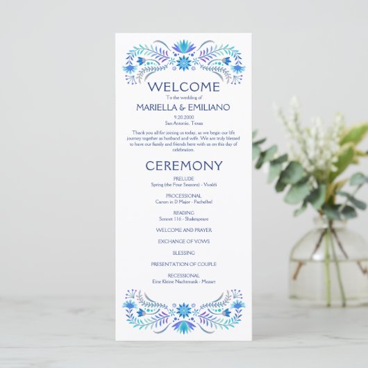 Fiesta Blue Wedding Programma (Staand voorkant)