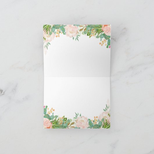 Fiesta Blush Floral Succulent Hartelijk dank Kaart (Binnen)