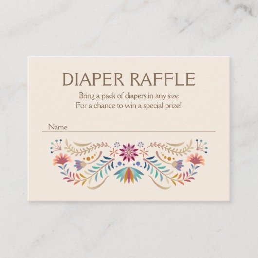 Fiesta Boho Luier Raffle Baby shower Informatiekaartje (Voorkant)