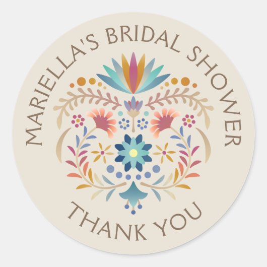 Fiesta Boho Verjaardag Douche Trouwen Ronde Sticker (Voorkant)