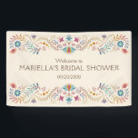 Fiesta Boho Verjaardag Douche Trouwen Spandoek<br><div class="desc">Mariachi, margarita's en herinneringen! Vuur de fiesta op met dit Mexicaanse folk art fiesta ontwerp. De kleurrijke tekst en het kunstwerk (met de hand getekend door Lively Scribe zelf) geven dit ontwerp een grillige maar elegante sfeer. Perfect voor de latinx in je leven. Of een feestje in de buurt van...</div>