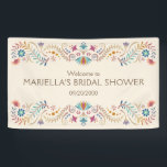 Fiesta Boho Verjaardag Douche Trouwen Spandoek<br><div class="desc">Mariachi, margarita's en herinneringen! Vuur de fiesta op met dit Mexicaanse folk art fiesta ontwerp. De kleurrijke tekst en het kunstwerk (met de hand getekend door Lively Scribe zelf) geven dit ontwerp een grillige maar elegante sfeer. Perfect voor de latinx in je leven. Of een feestje in de buurt van...</div>