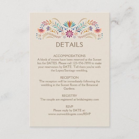 Fiesta Boho Wedding Details Informatiekaartje (Voorkant)