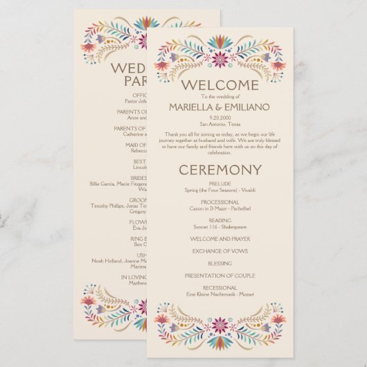 Fiesta Boho Wedding Programma (Voorkant / Achterkant)