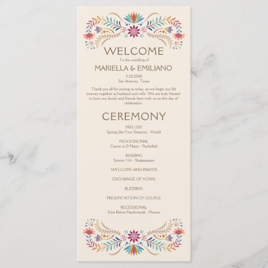 Fiesta Boho Wedding Programma (Voorkant)