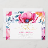 Fiesta Bold Waterverf Floral Rancho Vrijgezellenfe Kaart (Voorkant)