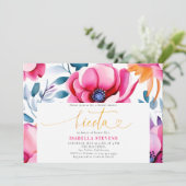 Fiesta Bold Waterverf Floral Rancho Vrijgezellenfe Kaart (Staand voorkant)