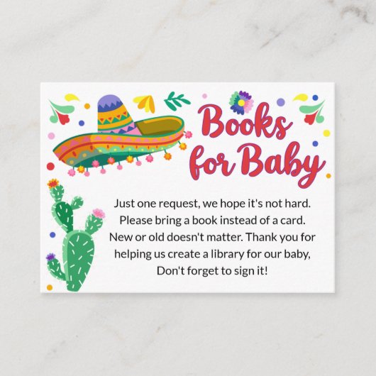 Fiesta Book Request Kaart – Cactus Baby shower Ins (Voorkant)