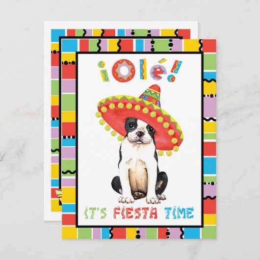 Fiesta Boston Terrier Kaart (Voorkant / Achterkant)