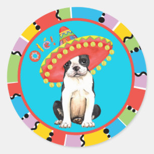 Fiesta Boston Terrier Ronde Sticker
