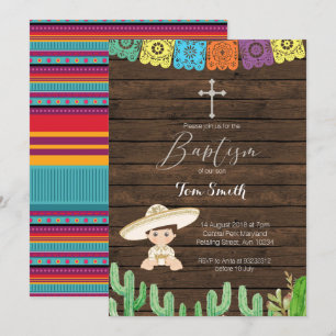 Fiesta Boy Baptism Christening Uitnodigingskaart Kaart