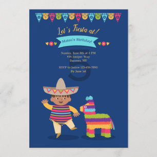 Fiesta Boy Birthday Party Invitation Kaart