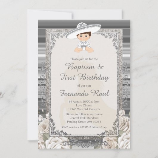 Fiesta Boy doop en verjaardag Sylver Kaart (Voorkant)