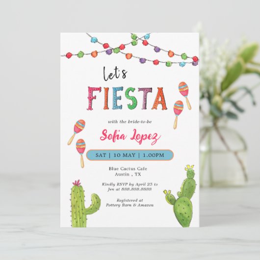 Fiesta Bridal Shower Invitation Kaart (Staand voorkant)
