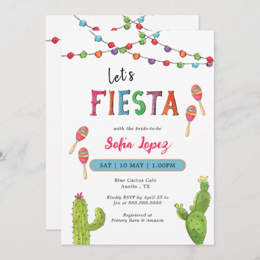 Fiesta Bridal Shower Invitation Kaart (Voorkant / Achterkant)