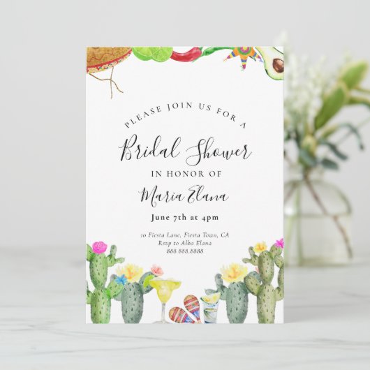 Fiesta Bridal Shower Invitation Mexican Sombrero Kaart (Staand voorkant)