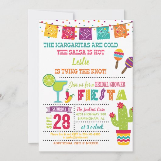 Fiesta Bridal Shower Invitation - White - 2 Kaart (Voorkant)