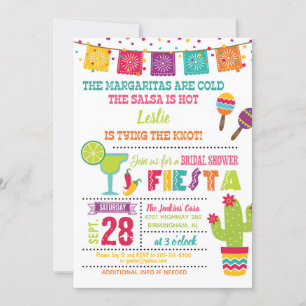 Fiesta Bridal Shower Invitation - White - 2 Kaart