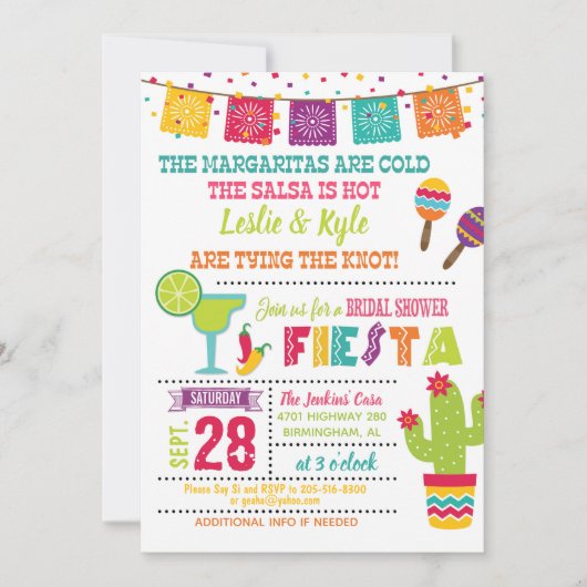Fiesta Bridal Shower Invitation - White Kaart (Voorkant)