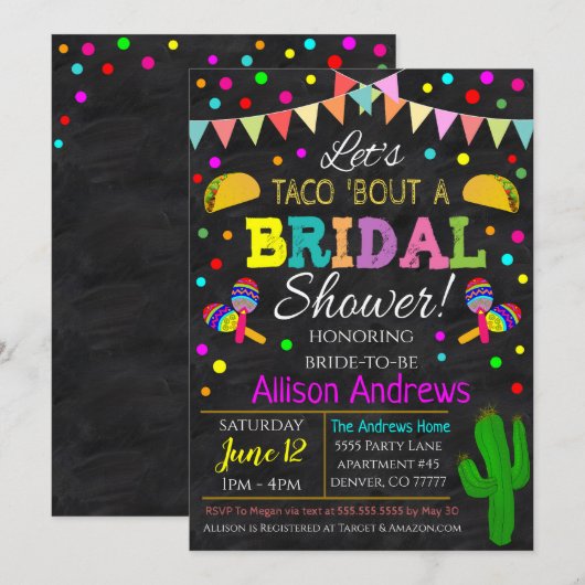 Fiesta Bridal Shower Kaart (Voorkant / Achterkant)