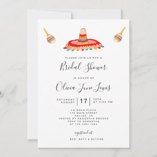 Fiesta Bridal Shower-uitvindingen met sombrero Save The Date (Voorkant)